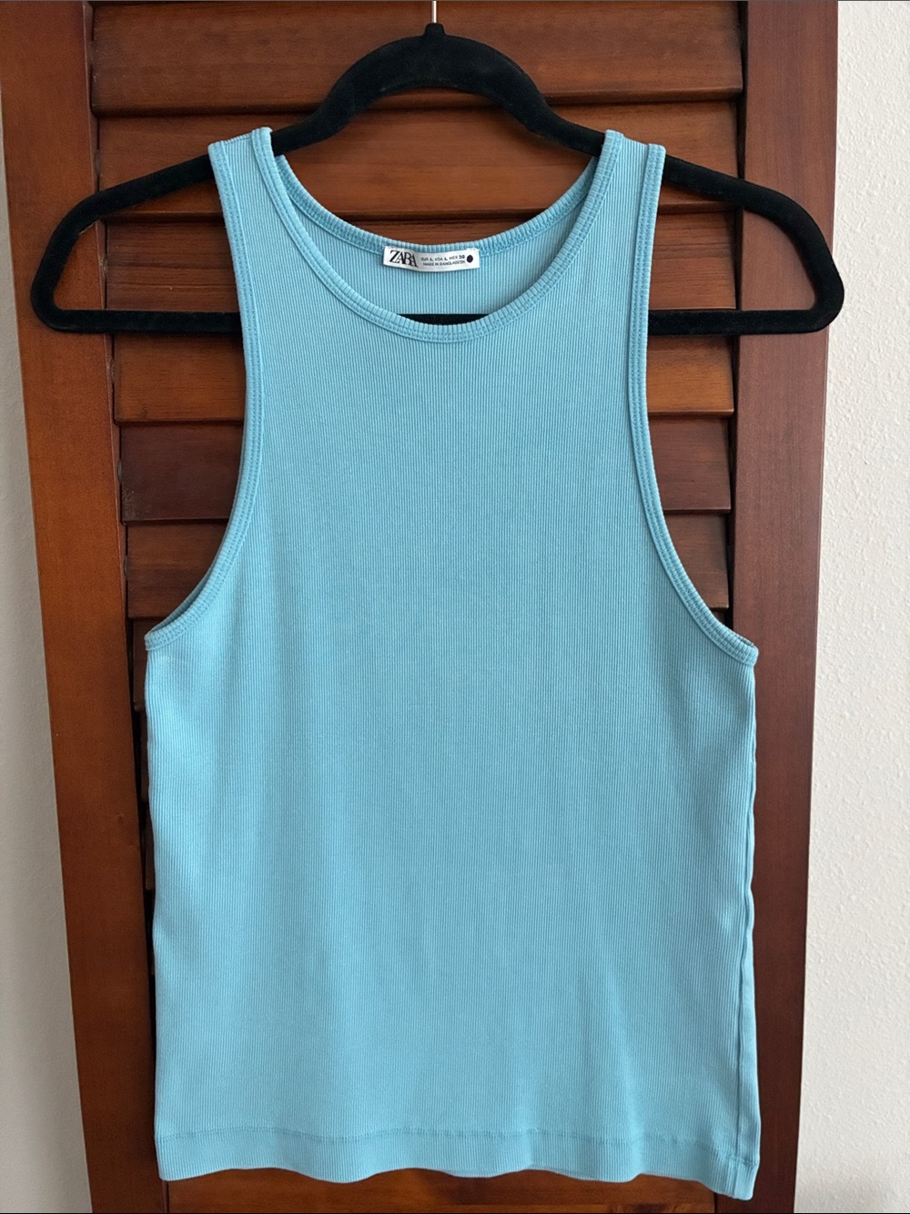 Zara Sky Blue Ribbed Sleeveless Tank